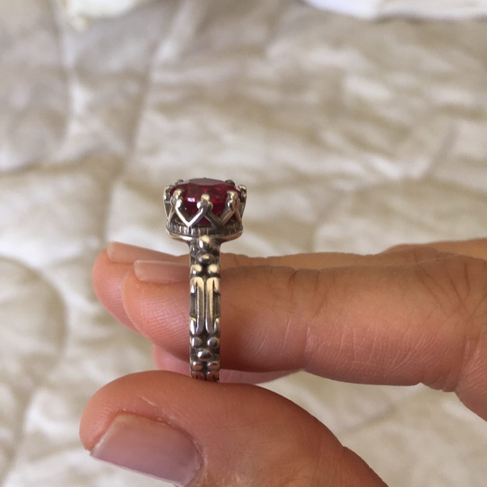 Antique Style Ruby And Silver Ring - image 6